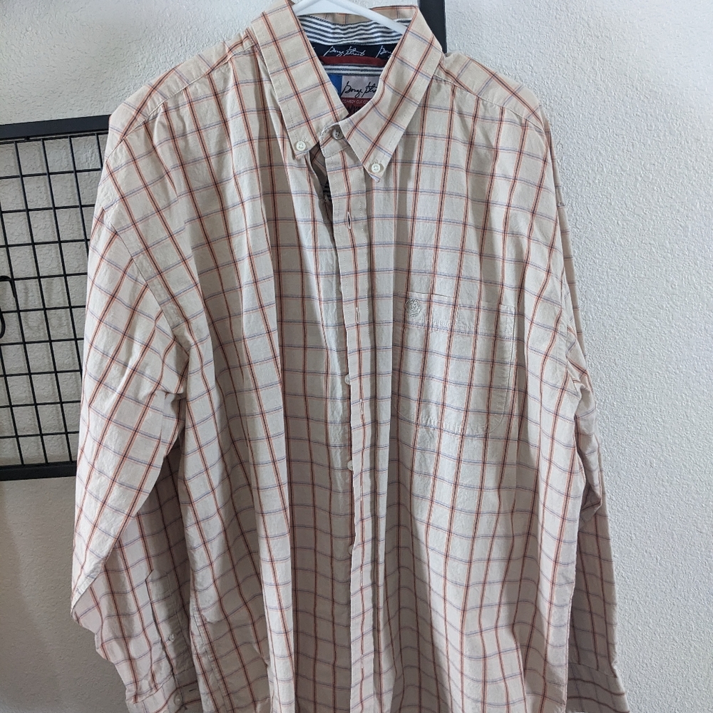 Men's Wrangler Dress Shirt Orange and Tan with Blue George Strait Collection